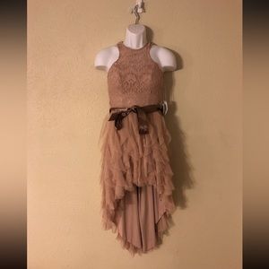 Tan formal high-low dress